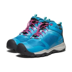 Kids KEEN Boots<Big Kids' Wanduro Waterproof Boot | Fjord Blue/Fuchsia Purple