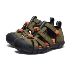 Kids KEEN Sandals<Little Kids' Seacamp Ii Cnx | Dark Olive/Gold Flame