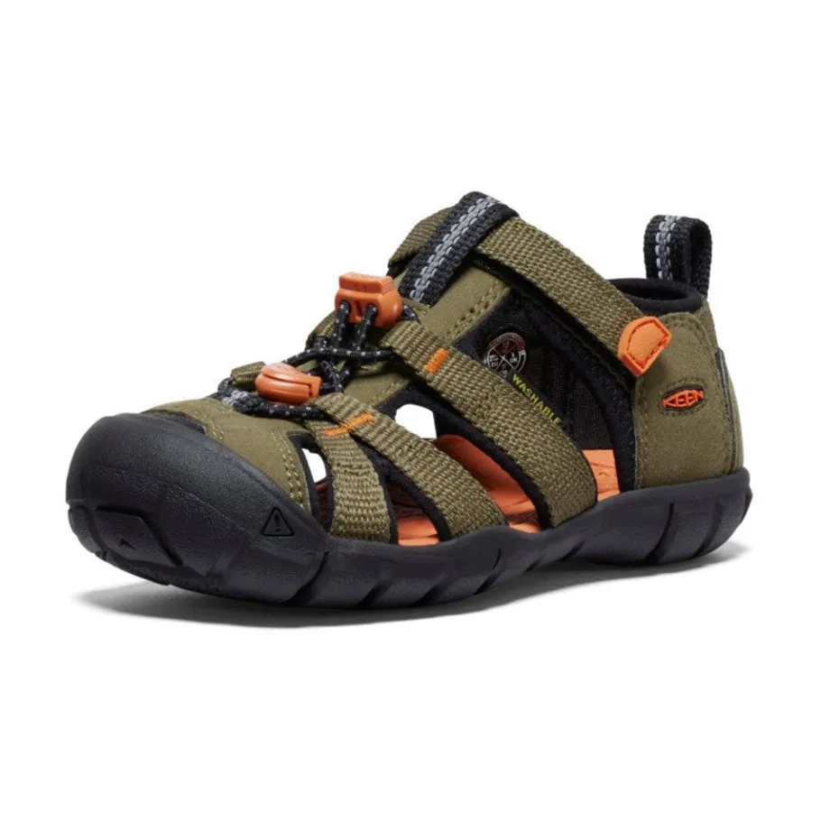 Kids KEEN Sandals<Little Kids' Seacamp Ii Cnx | Dark Olive/Gold Flame