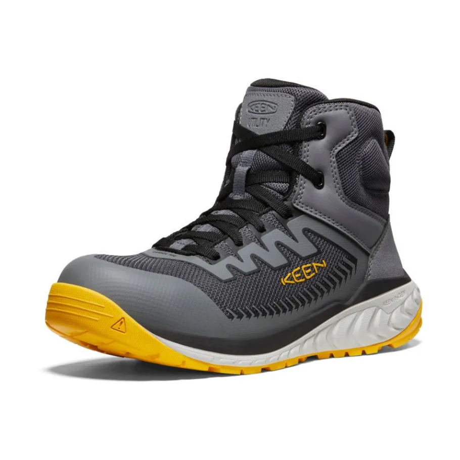 Men KEEN Work Boots & Shoes<Men'S Arvada Mid Work Sneaker (Carbon-Fiber Toe) | Black/ Yellow