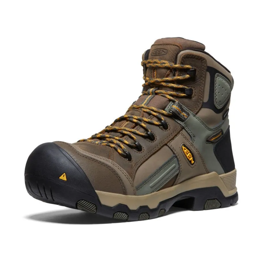 Men KEEN Work Boots & Shoes<Men'S Davenport Al Waterproof Mid (Composite Toe) | Shitake/Forest Night