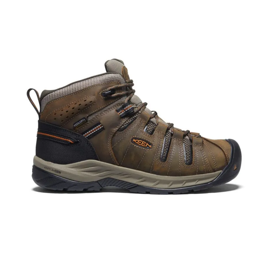 Men KEEN Work Boots & Shoes<Men'S Flint Ii Waterproof Mid (Soft Toe) | Black Olive/Brindle