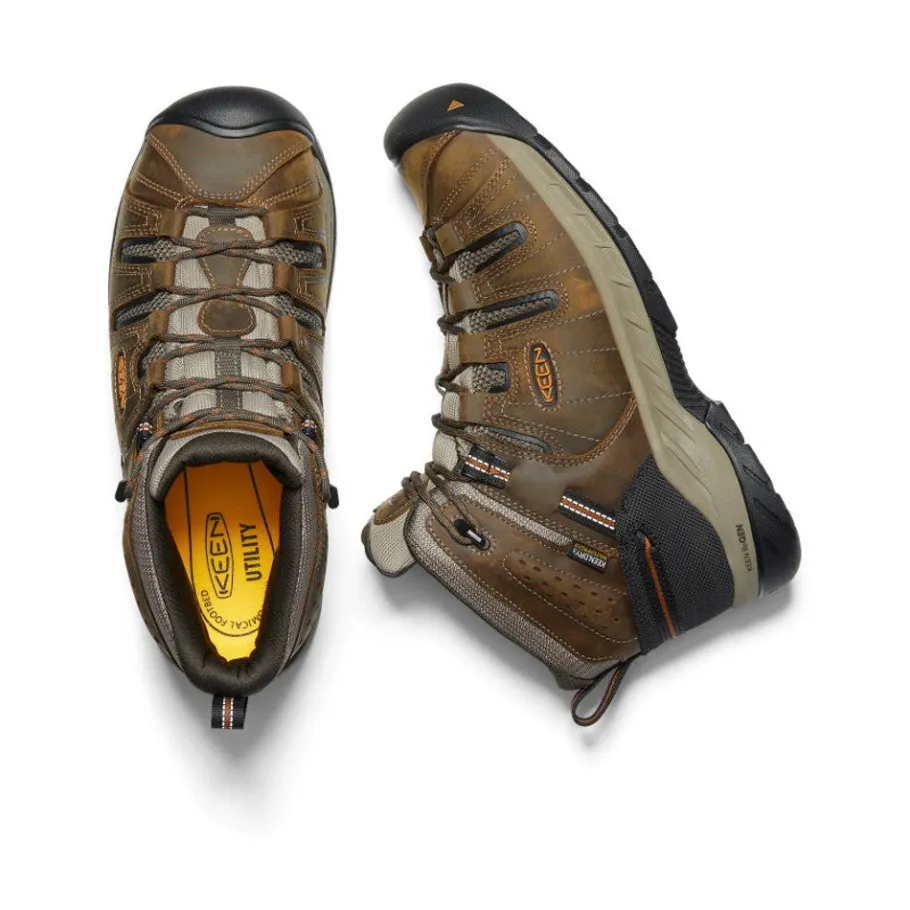 Men KEEN Work Boots & Shoes<Men'S Flint Ii Waterproof Mid (Soft Toe) | Black Olive/Brindle