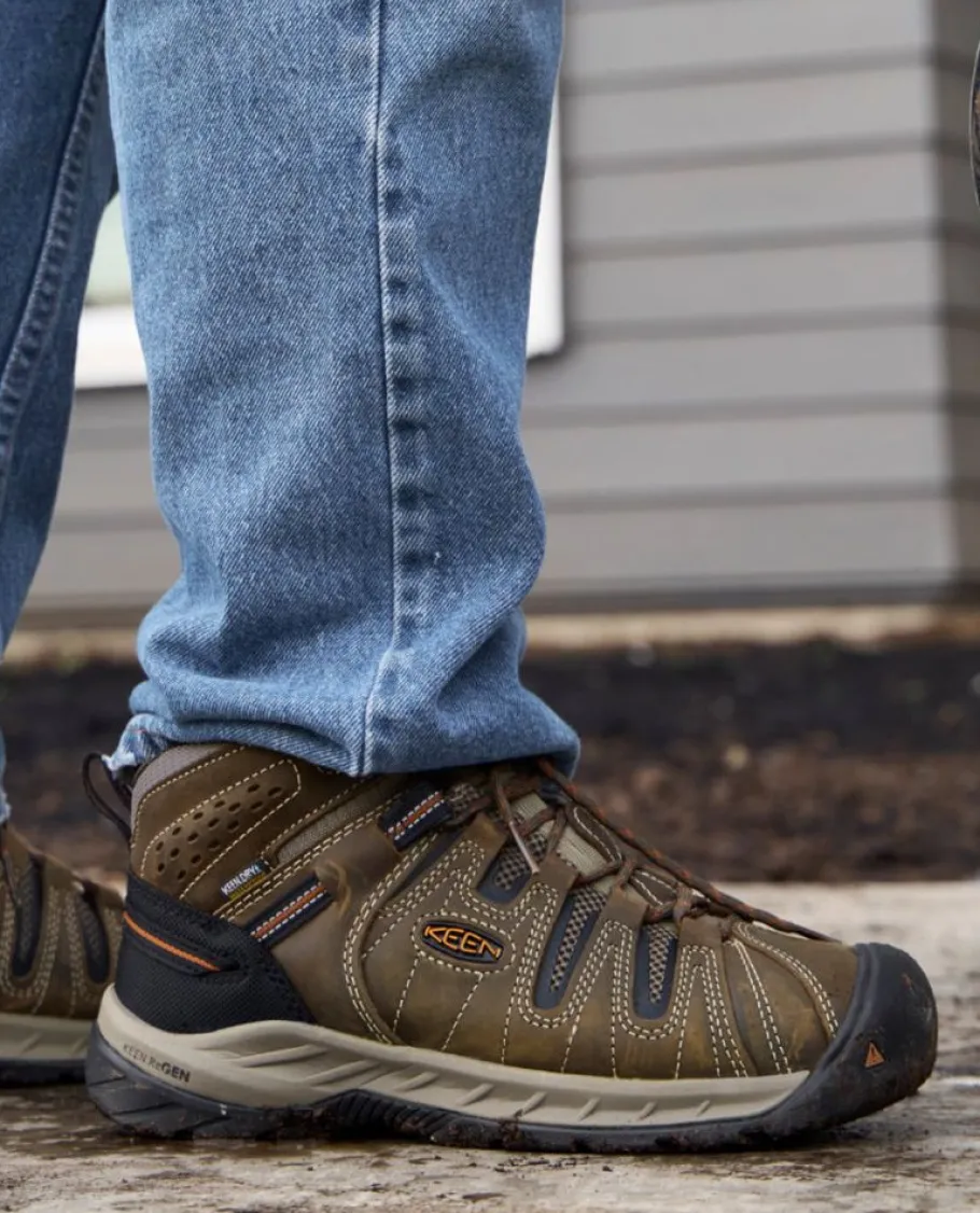 Men KEEN Work Boots & Shoes<Men'S Flint Ii Waterproof Mid (Soft Toe) | Black Olive/Brindle