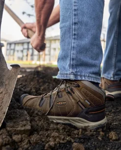 Men KEEN Work Boots & Shoes<Men'S Flint Ii Waterproof Mid (Soft Toe) | Black Olive/Brindle