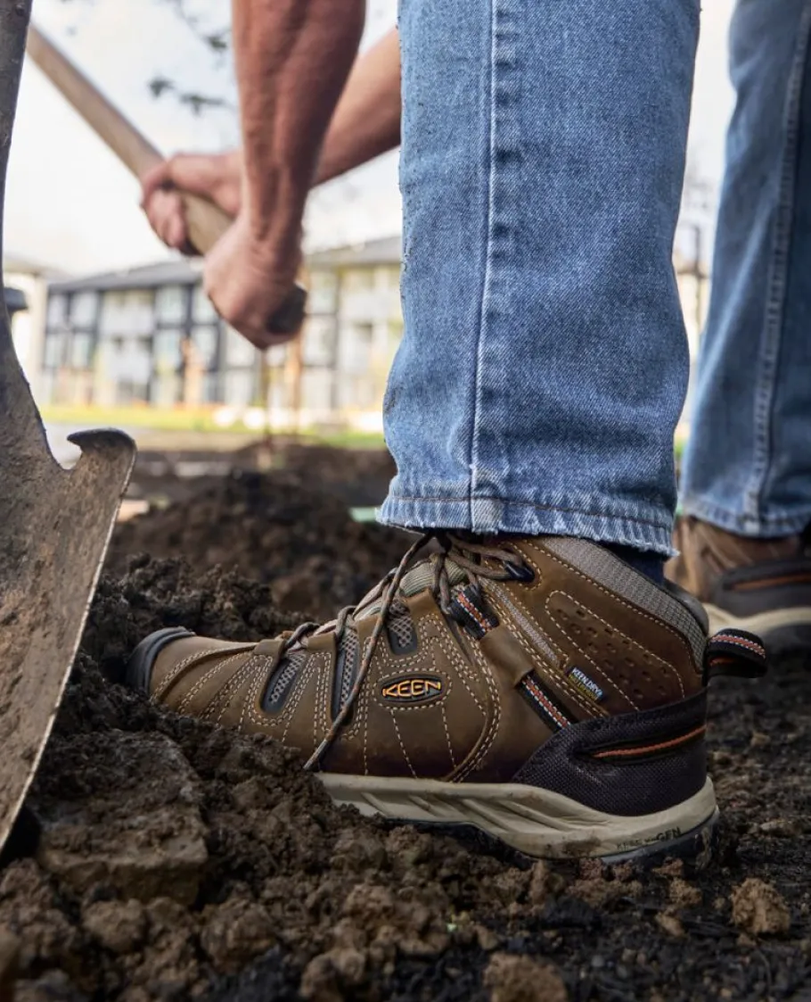 Men KEEN Work Boots & Shoes<Men'S Flint Ii Waterproof Mid (Soft Toe) | Black Olive/Brindle