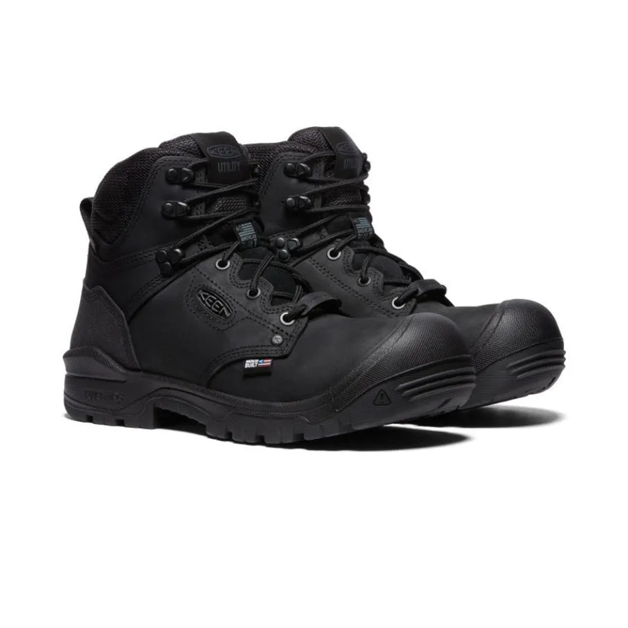 Men KEEN Work Boots & Shoes<Men'S Independence 6" Waterproof Boot (Carbon Fiber Toe) | Black/Black