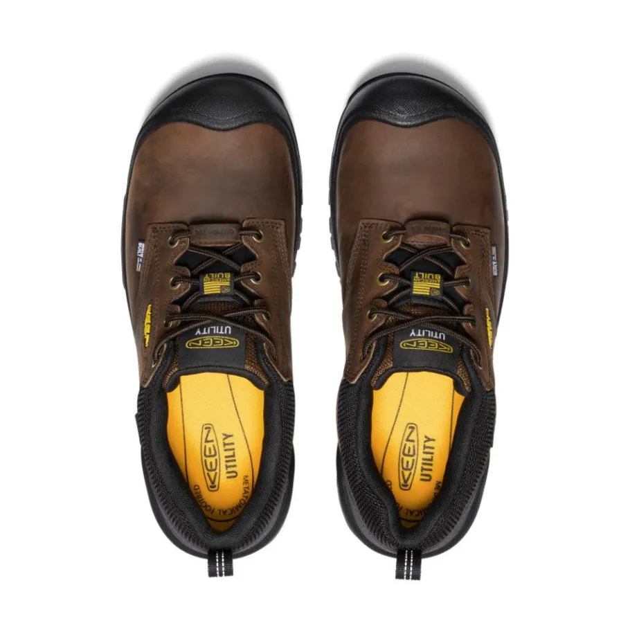 Men KEEN Work Boots & Shoes<Men'S Independence Oxford Waterproof Shoe (Carbon-Fiber Toe) | Dark Earth/Black