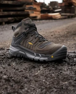 Men KEEN Work Boots & Shoes<Men'S Kansas City+ Waterproof Mid (Carbon-Fiber Toe) | Coffee Bean/Black