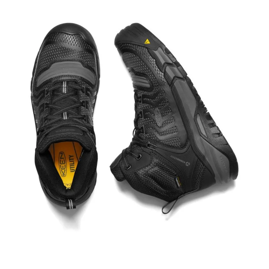 Men KEEN Work Boots & Shoes<Men'S Kansas City Waterproof Mid (Carbon-Fiber Toe) | Black/Gun Metal