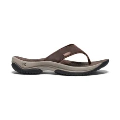 Men KEEN Slip-Ons<Men'S Kona Leather Flip-Flop | Java/Dark Earth
