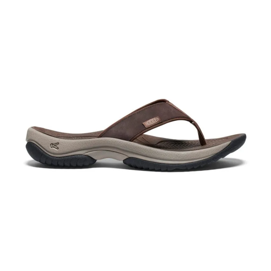Men KEEN Slip-Ons<Men'S Kona Leather Flip-Flop | Java/Dark Earth