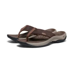Men KEEN Slip-Ons<Men'S Kona Leather Flip-Flop | Java/Dark Earth