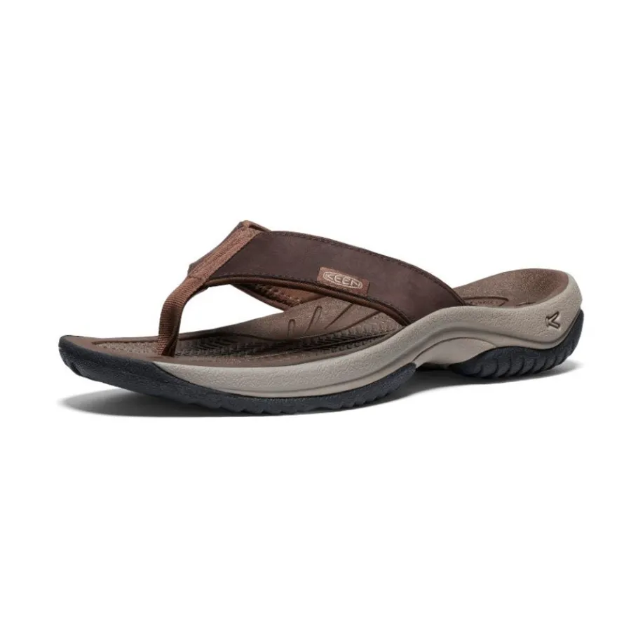 Men KEEN Slip-Ons<Men'S Kona Leather Flip-Flop | Java/Dark Earth