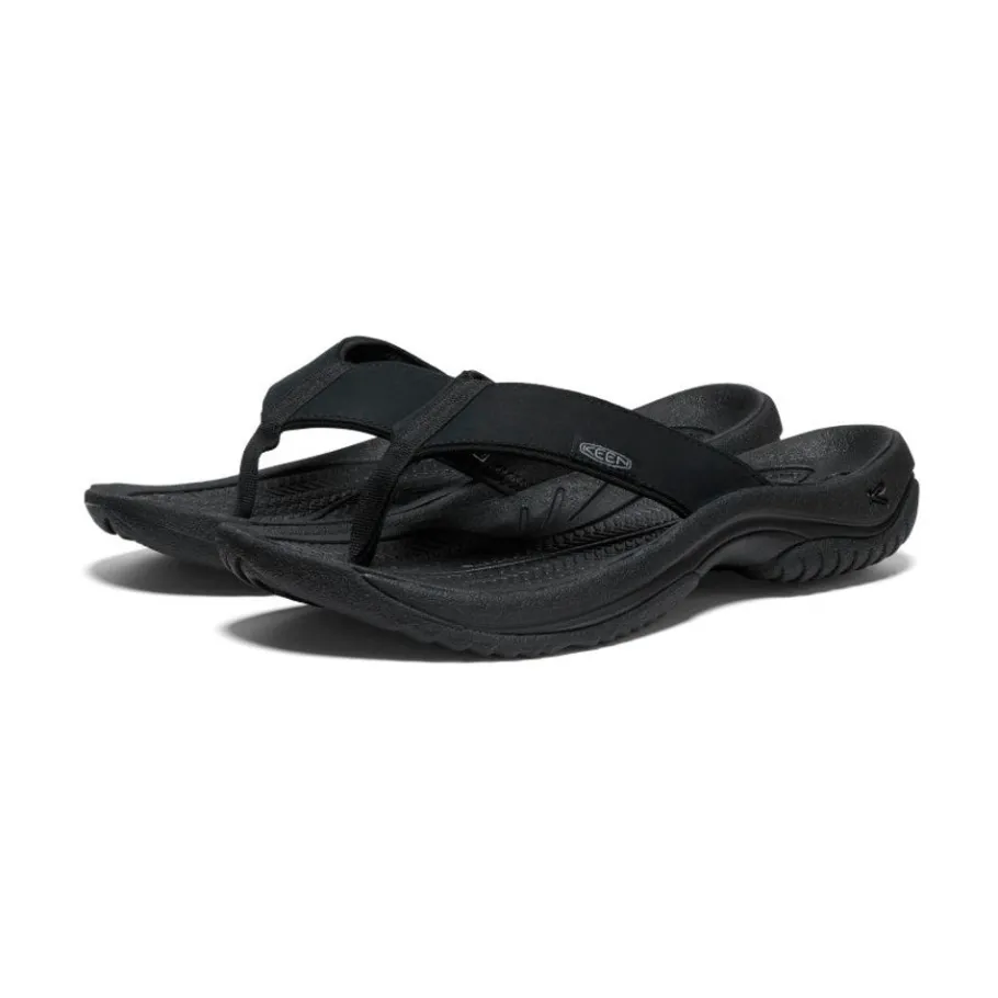 Men KEEN Slip-Ons<Men'S Kona Leather Flip-Flop | Black/Steel Grey