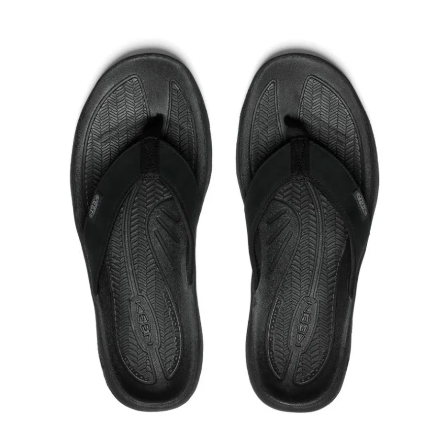 Men KEEN Slip-Ons<Men'S Kona Leather Flip-Flop | Black/Steel Grey