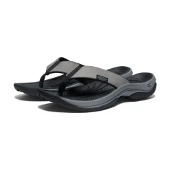 Men KEEN Slip-Ons<Men'S Kona Leather Flip-Flop | Steel Grey/Black