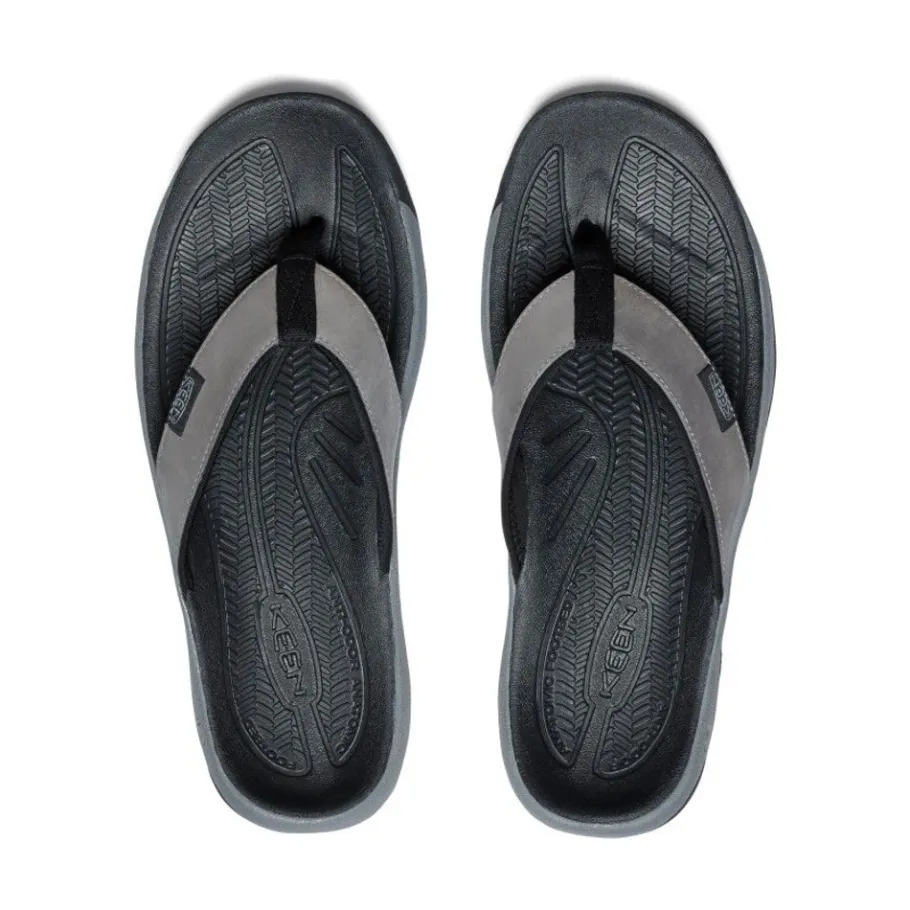 Men KEEN Slip-Ons<Men'S Kona Leather Flip-Flop | Steel Grey/Black