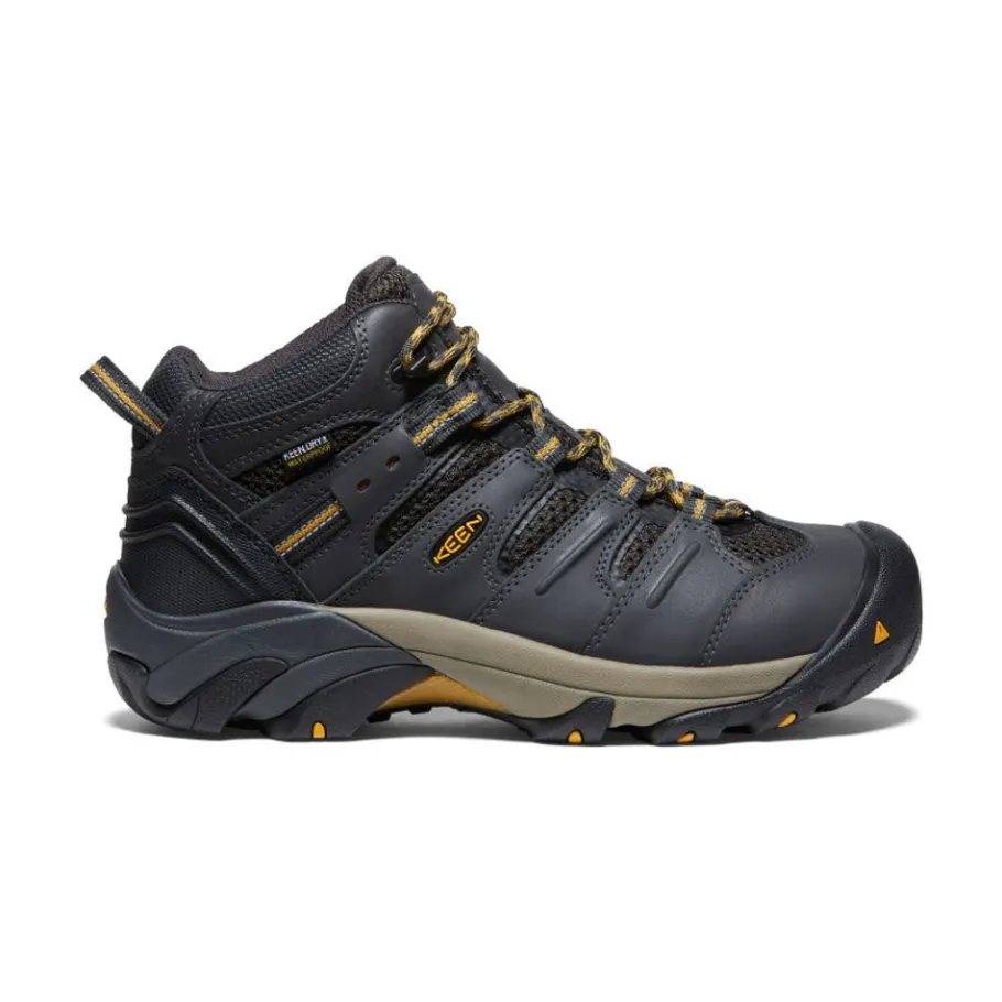 Men KEEN Work Boots & Shoes<Men'S Lansing Mid Waterproof (Steel Toe) | Raven/Tawny Olive