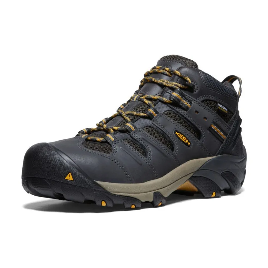 Men KEEN Work Boots & Shoes<Men'S Lansing Mid Waterproof (Steel Toe) | Raven/Tawny Olive