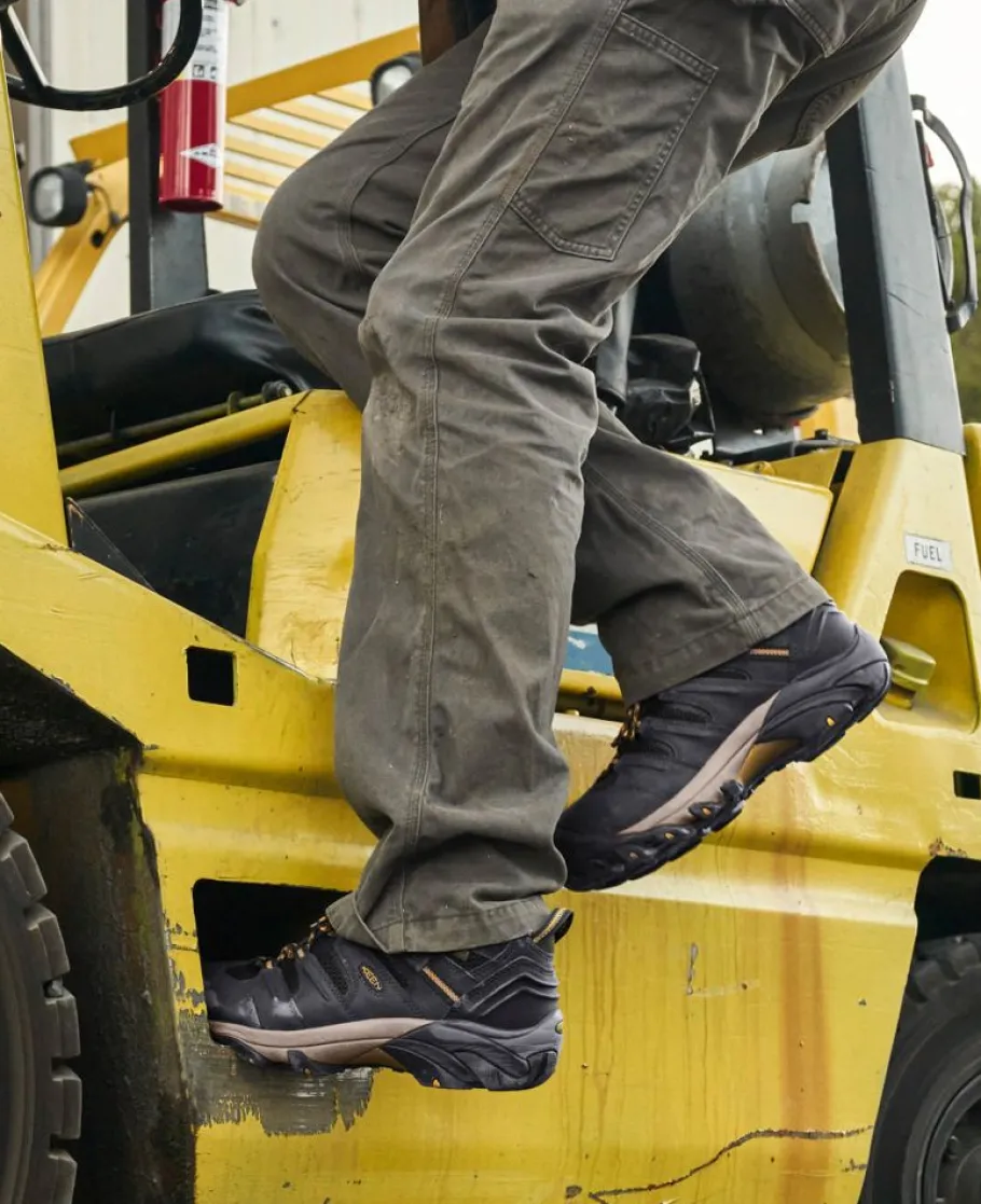 Men KEEN Work Boots & Shoes<Men'S Lansing Mid Waterproof (Steel Toe) | Raven/Tawny Olive