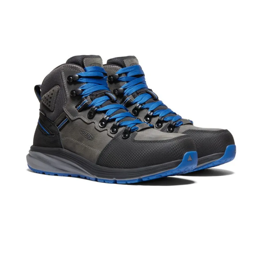 Men KEEN Work Boots & Shoes<Men'S Red Hook Waterproof Boot (Carbon-Fiber Toe) | Steel Grey/Bright Cobalt