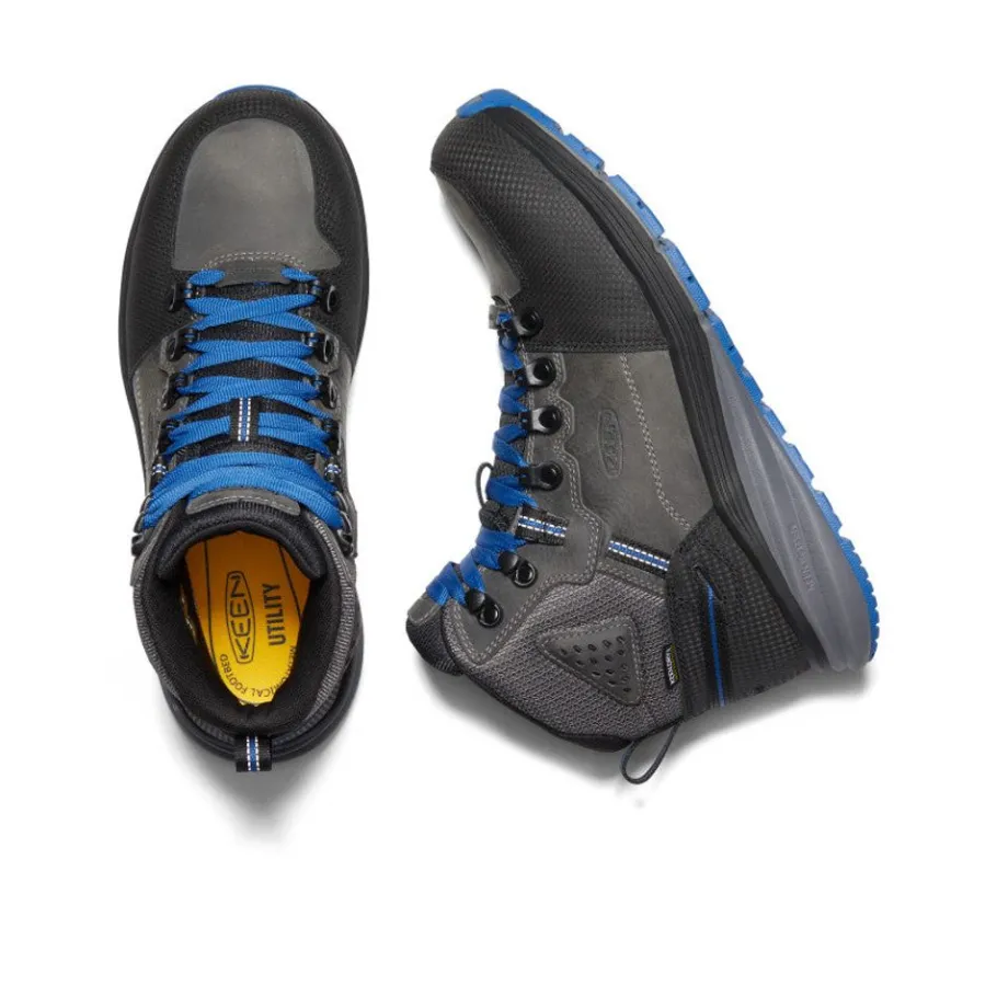Men KEEN Work Boots & Shoes<Men'S Red Hook Waterproof Boot (Carbon-Fiber Toe) | Steel Grey/Bright Cobalt