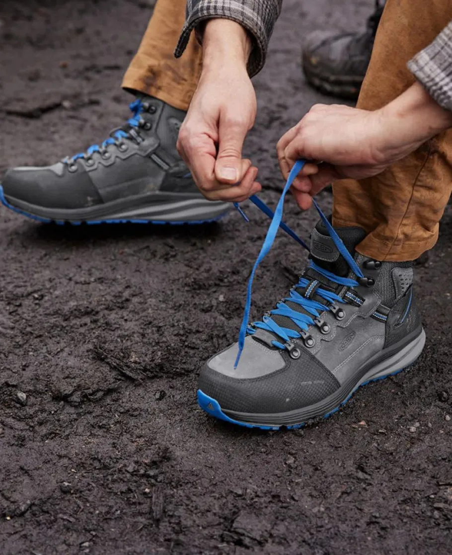 Men KEEN Work Boots & Shoes<Men'S Red Hook Waterproof Boot (Carbon-Fiber Toe) | Steel Grey/Bright Cobalt