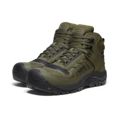 Men KEEN Work Boots & Shoes<Men'S Reno Mid Kbf Waterproof (Carbon-Fiber Toe) | Dark Olive/Black