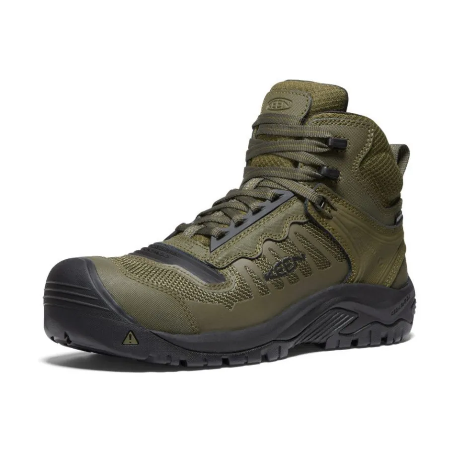Men KEEN Work Boots & Shoes<Men'S Reno Mid Kbf Waterproof (Carbon-Fiber Toe) | Dark Olive/Black
