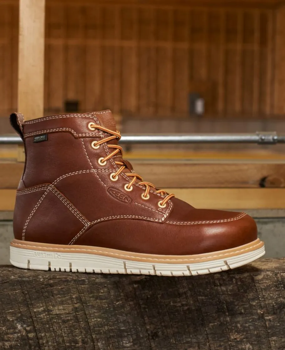 Men KEEN Work Boots & Shoes<Men'S San Jose 6" Waterproof Boot (Soft Toe) | Tortoise Shell/Star White