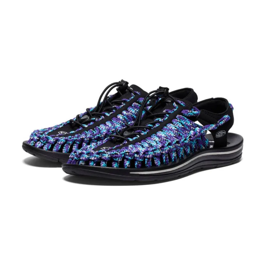 Men KEEN Sandals<Men'S Uneek Flat Cord Sneaker X Bamboo Shoots | Black/Tillandsia Purple