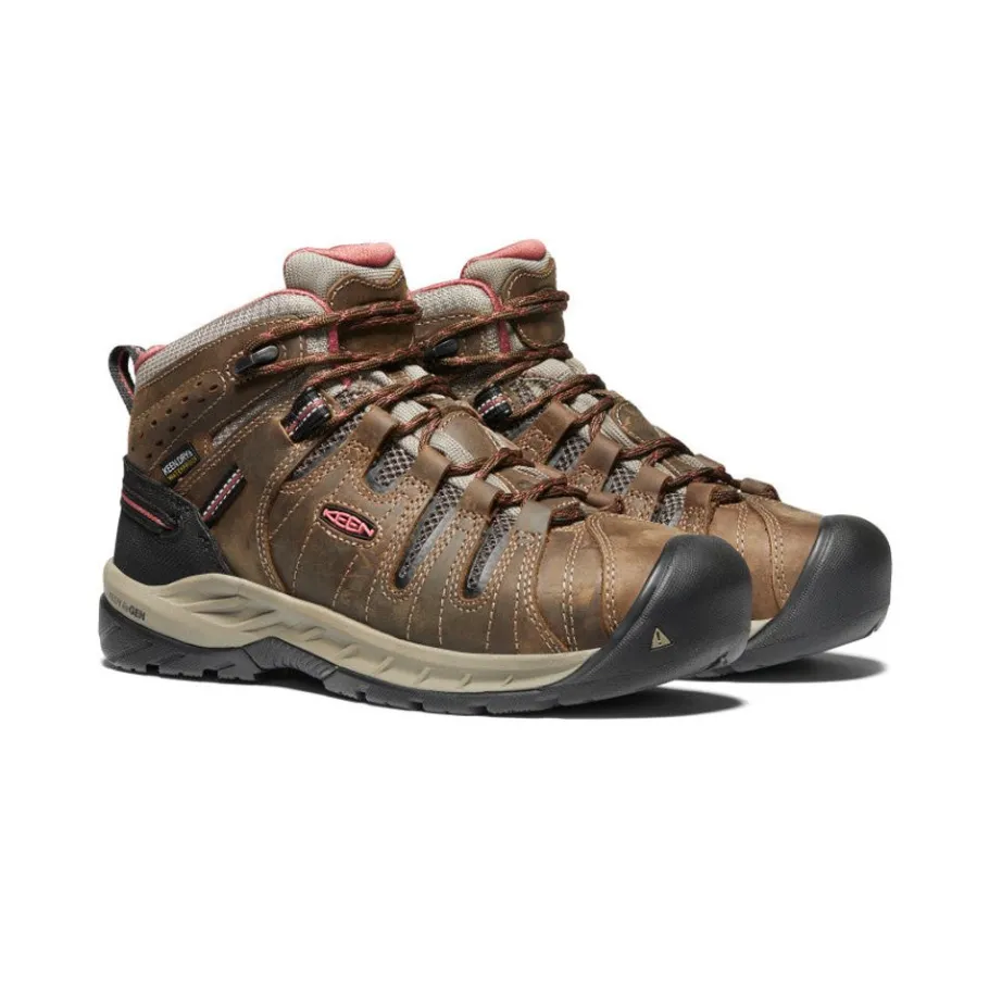 Women KEEN Work Boots & Shoes<Women'S Flint Ii Waterproof Boot (Soft Toe) | Cascade Brown/Brick Dust