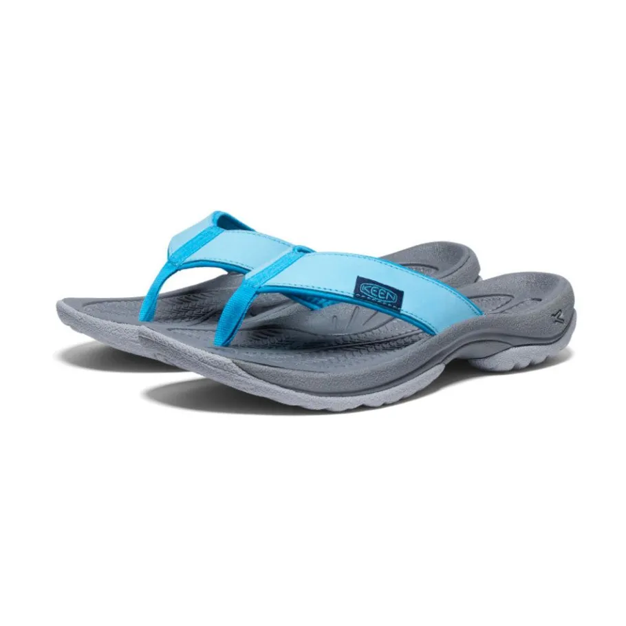 Women KEEN Slip-Ons<Women'S Kona Leather Flip-Flop | Blue Atoll/Blue Danube