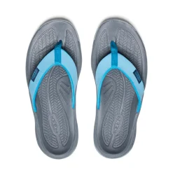 Women KEEN Slip-Ons<Women'S Kona Leather Flip-Flop | Blue Atoll/Blue Danube