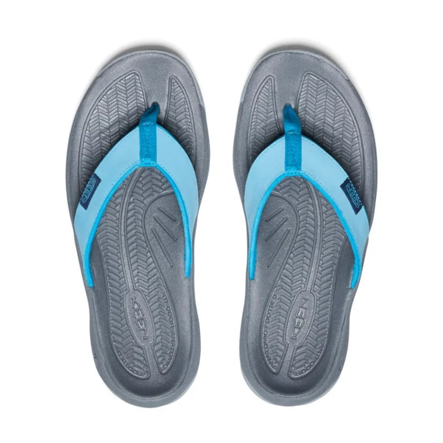 Women KEEN Slip-Ons<Women'S Kona Leather Flip-Flop | Blue Atoll/Blue Danube